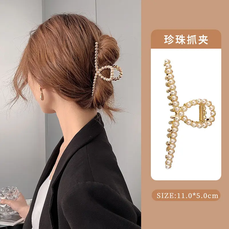 French Retro Pearl Hair Clip Large Size for Women - Image 13