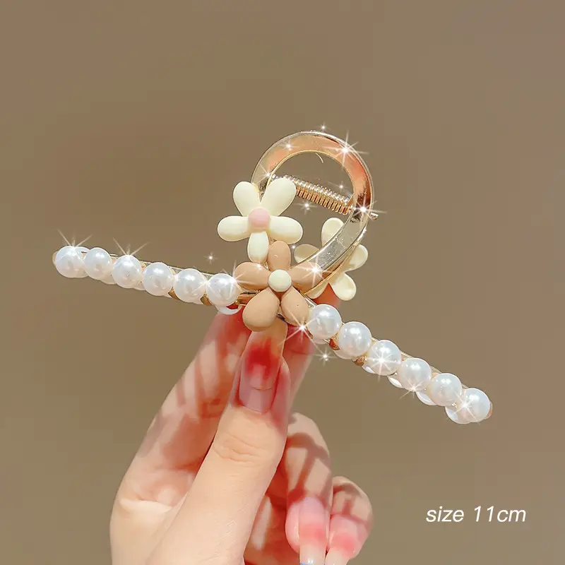 French Retro Pearl Hair Clip Large Size for Women - Image 19