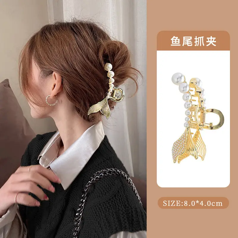 French Retro Pearl Hair Clip Large Size for Women - Image 21