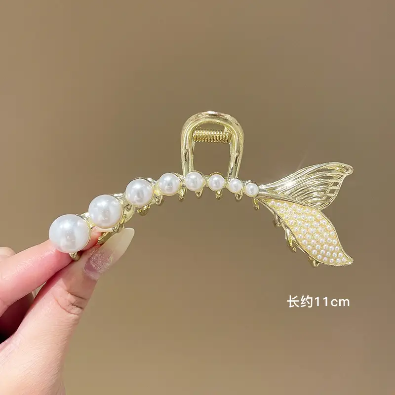 French Retro Pearl Hair Clip Large Size for Women - Image 22