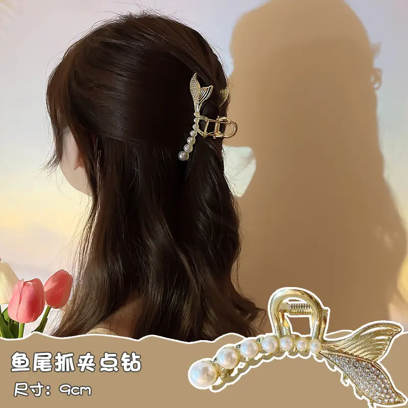 French Retro Pearl Hair Clip Large Size for Women - Image 23