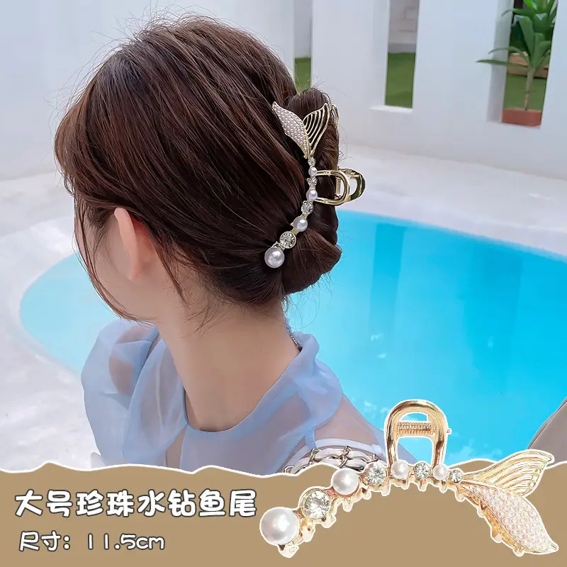 French Retro Pearl Hair Clip Large Size for Women - Image 24