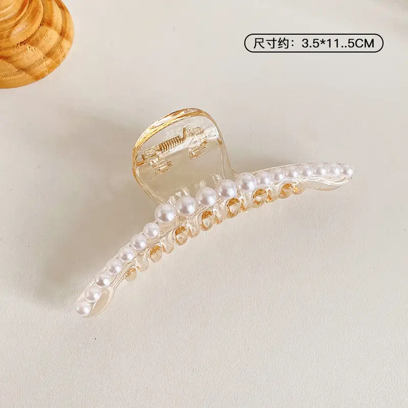 French Retro Pearl Hair Clip Large Size for Women - Image 25