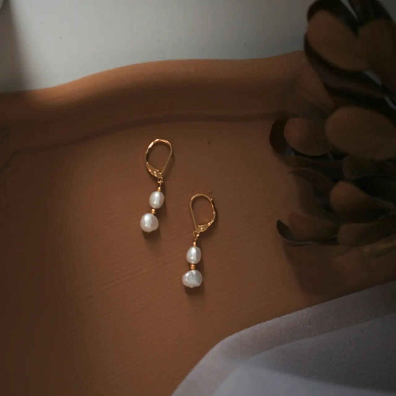 14K Gold Pearl Earrings for Women - Image 4