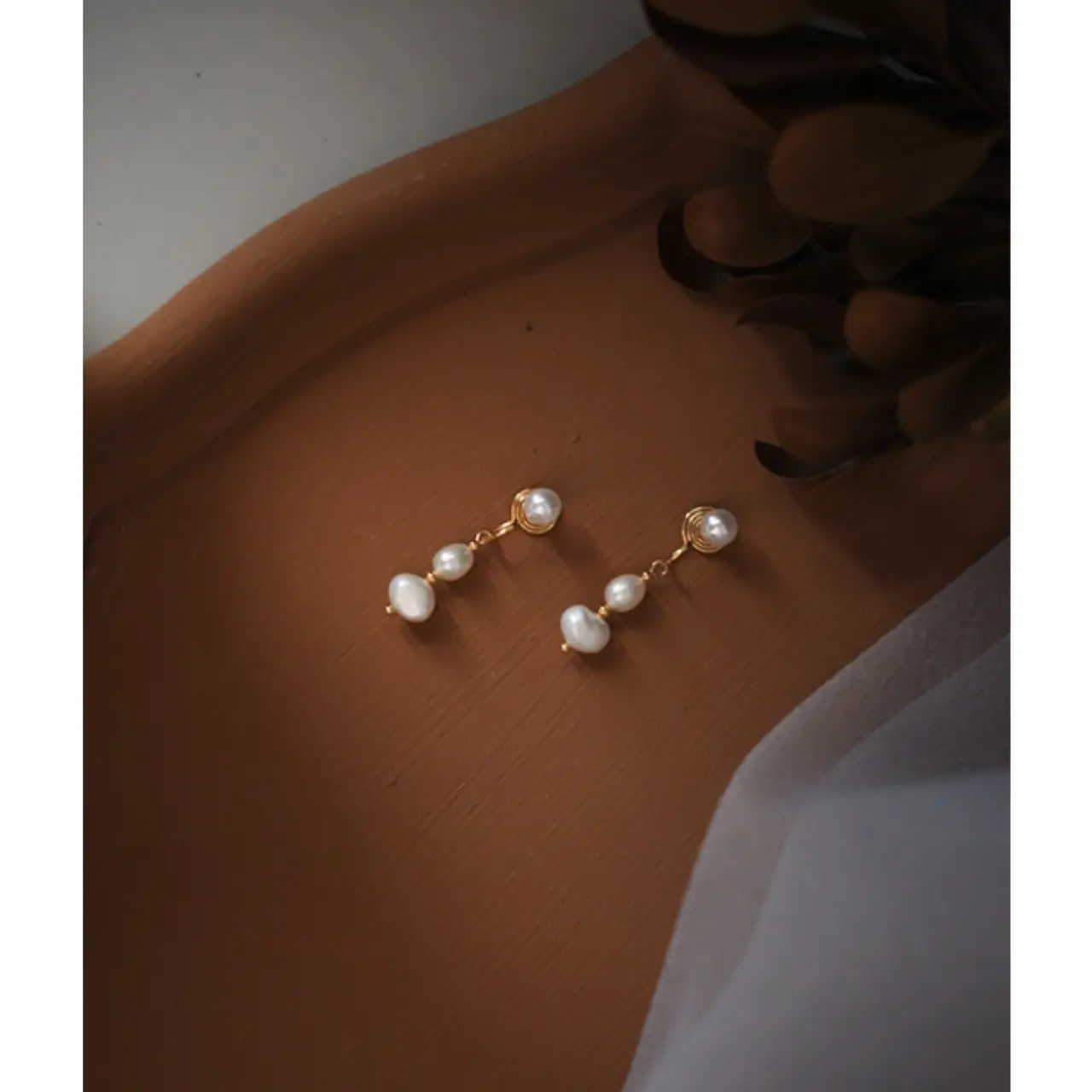 14K Gold Pearl Earrings for Women - Image 7