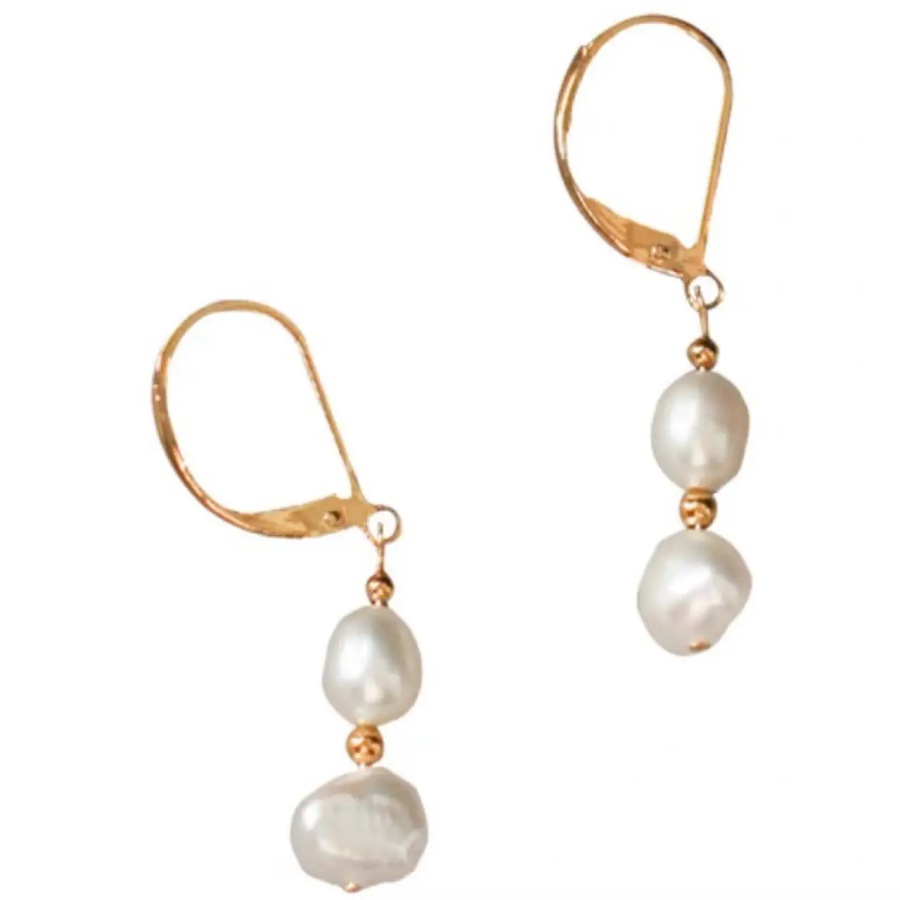 14K Gold Pearl Earrings for Women - Image 2