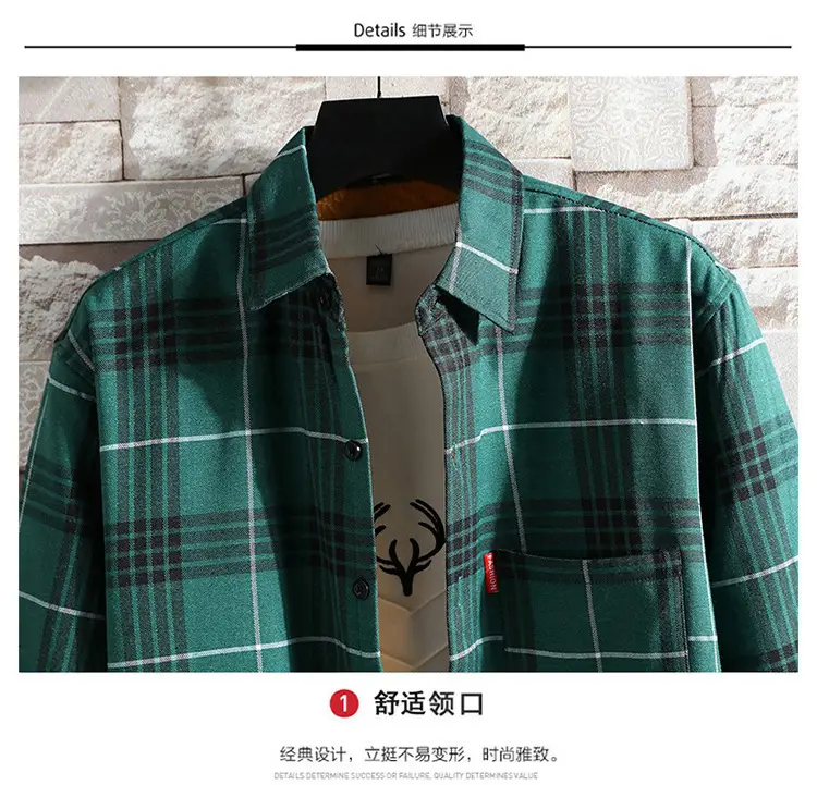 Men Plaid Fleece Shirt Thick Warm Casual Wear — feature 11