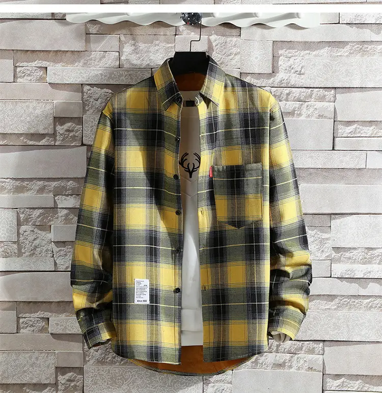 Men Plaid Fleece Shirt Thick Warm Casual Wear — feature 14