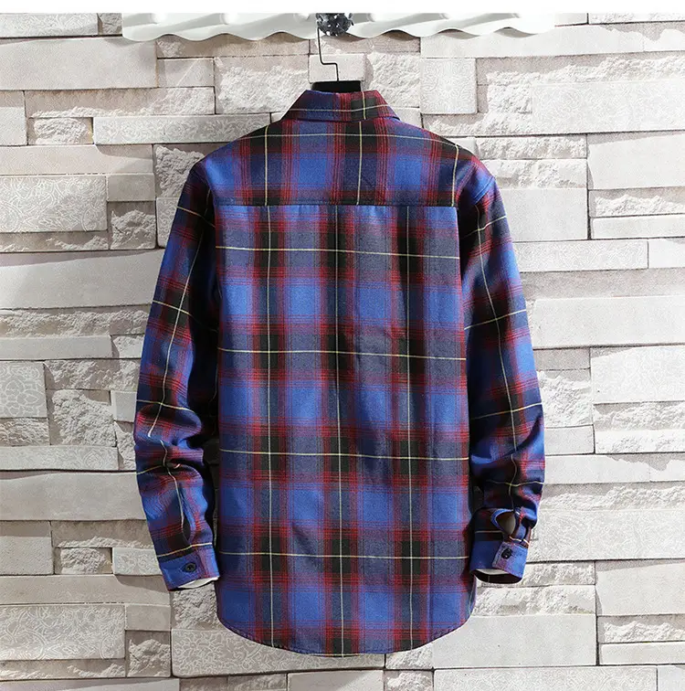 Men Plaid Fleece Shirt Thick Warm Casual Wear — feature 17
