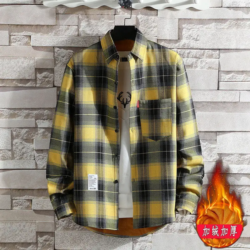 Men Plaid Fleece Shirt Thick Warm Casual Wear - Image 7