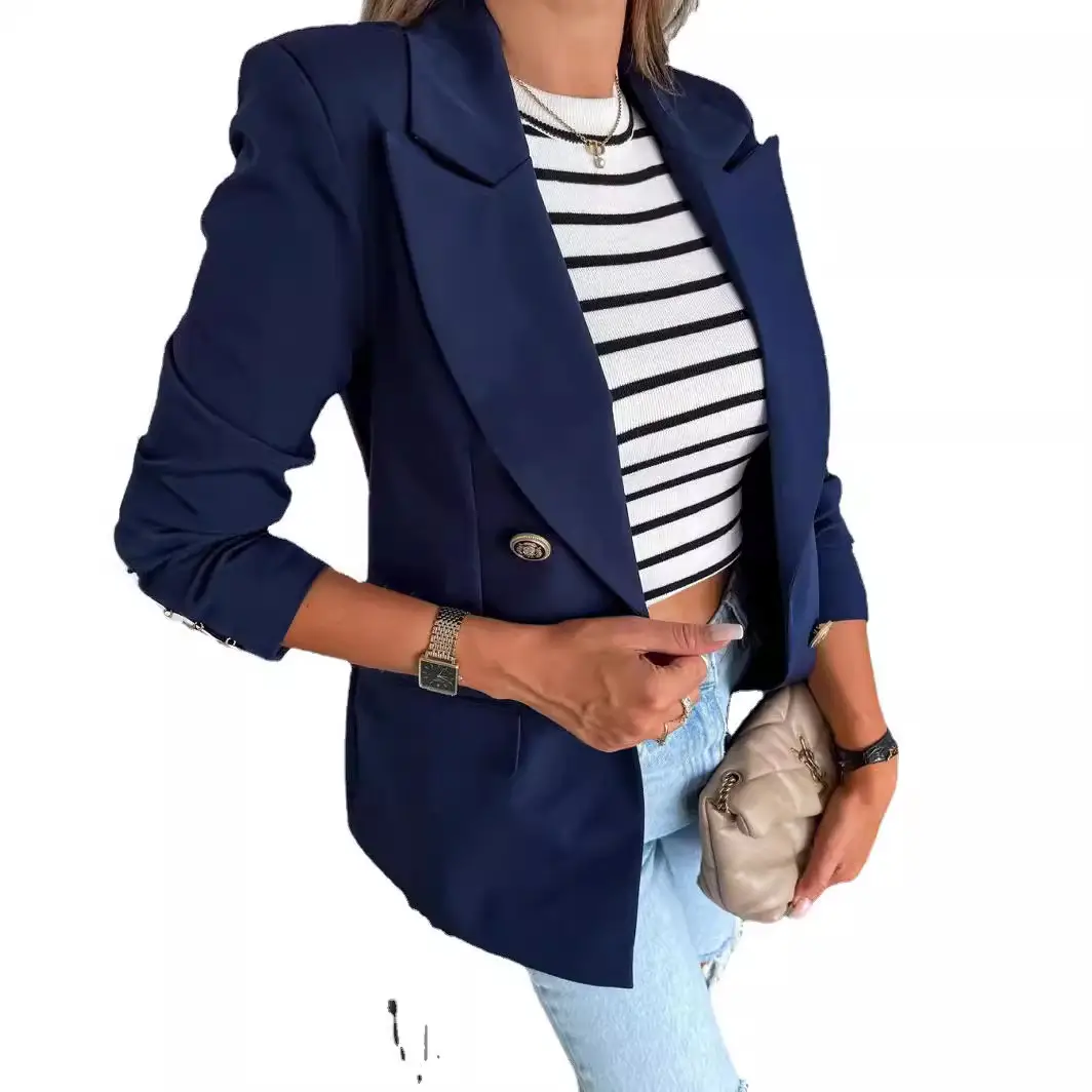 2024 Pink Lapel Double Breasted Suit Jacket for Women - Image 10