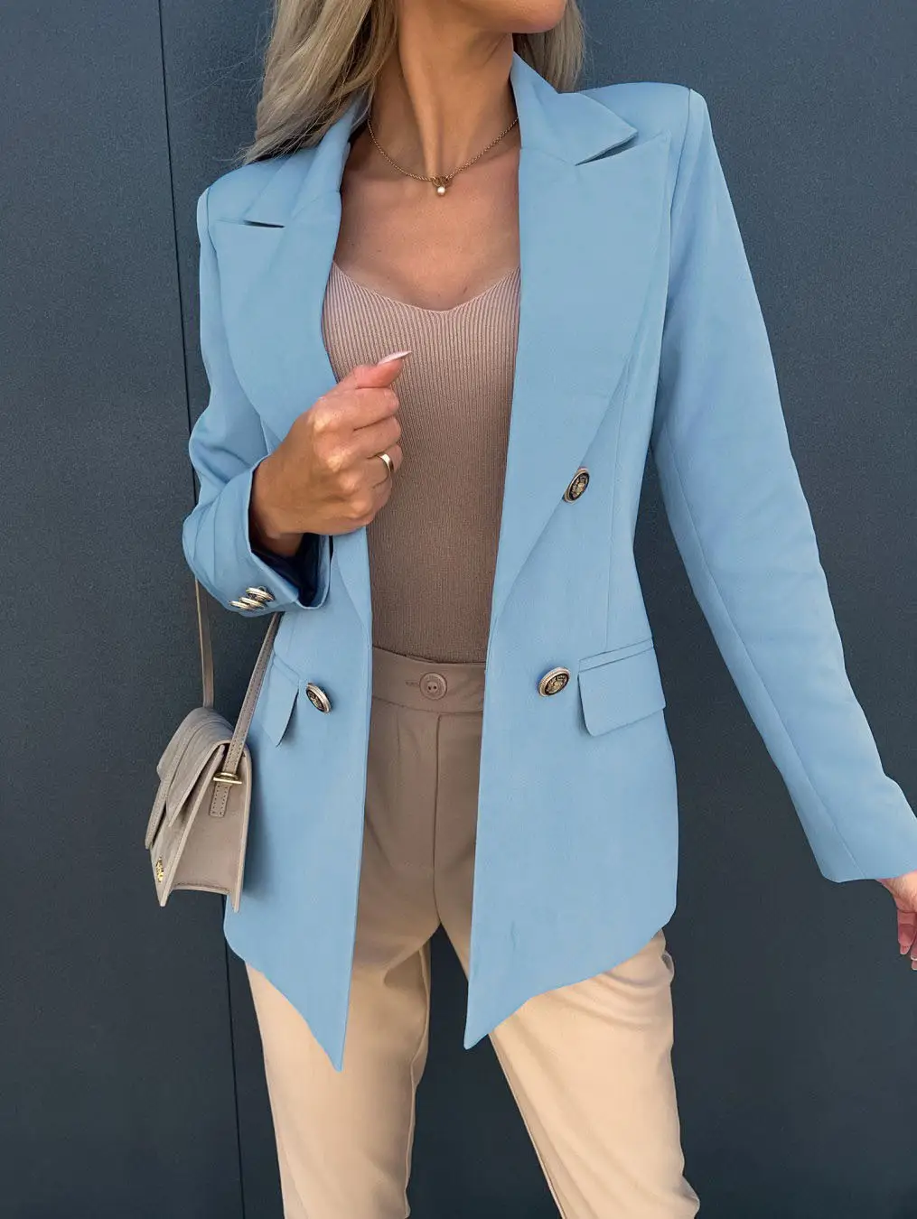 2024 Pink Lapel Double Breasted Suit Jacket for Women — feature 10