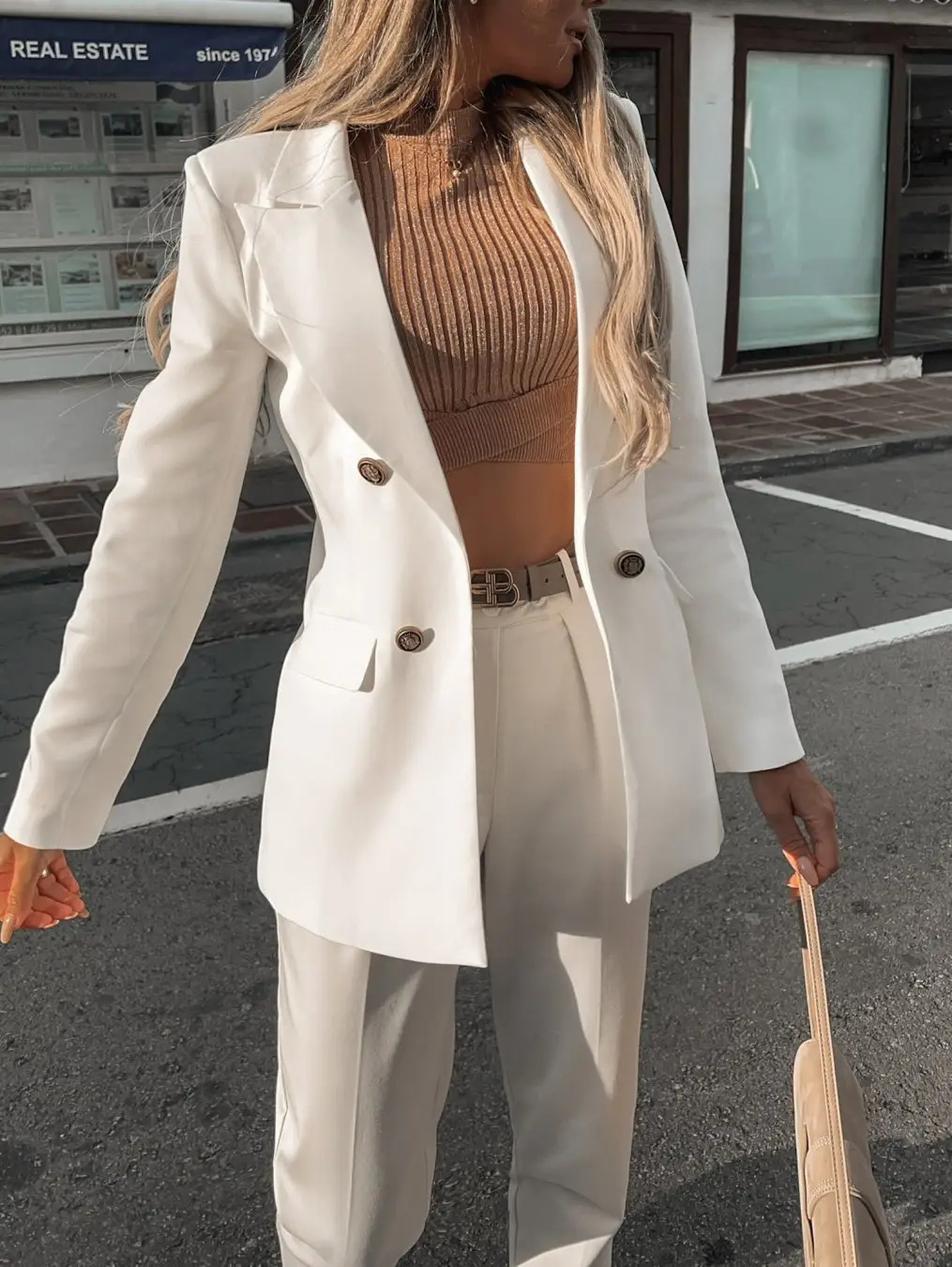 2024 Pink Lapel Double Breasted Suit Jacket for Women — feature 8