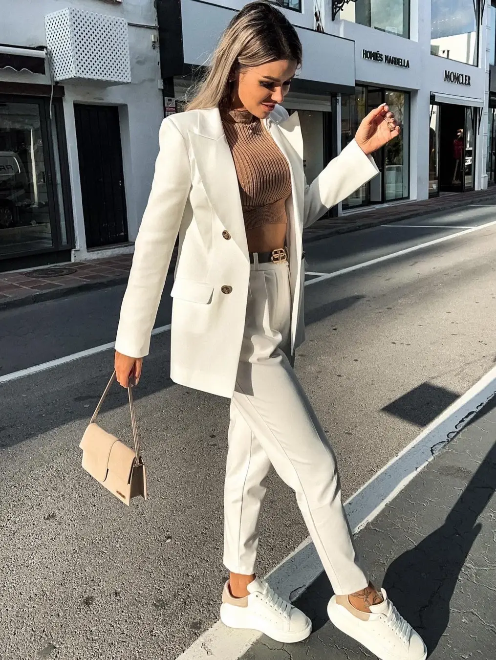 2024 Pink Lapel Double Breasted Suit Jacket for Women — feature 9