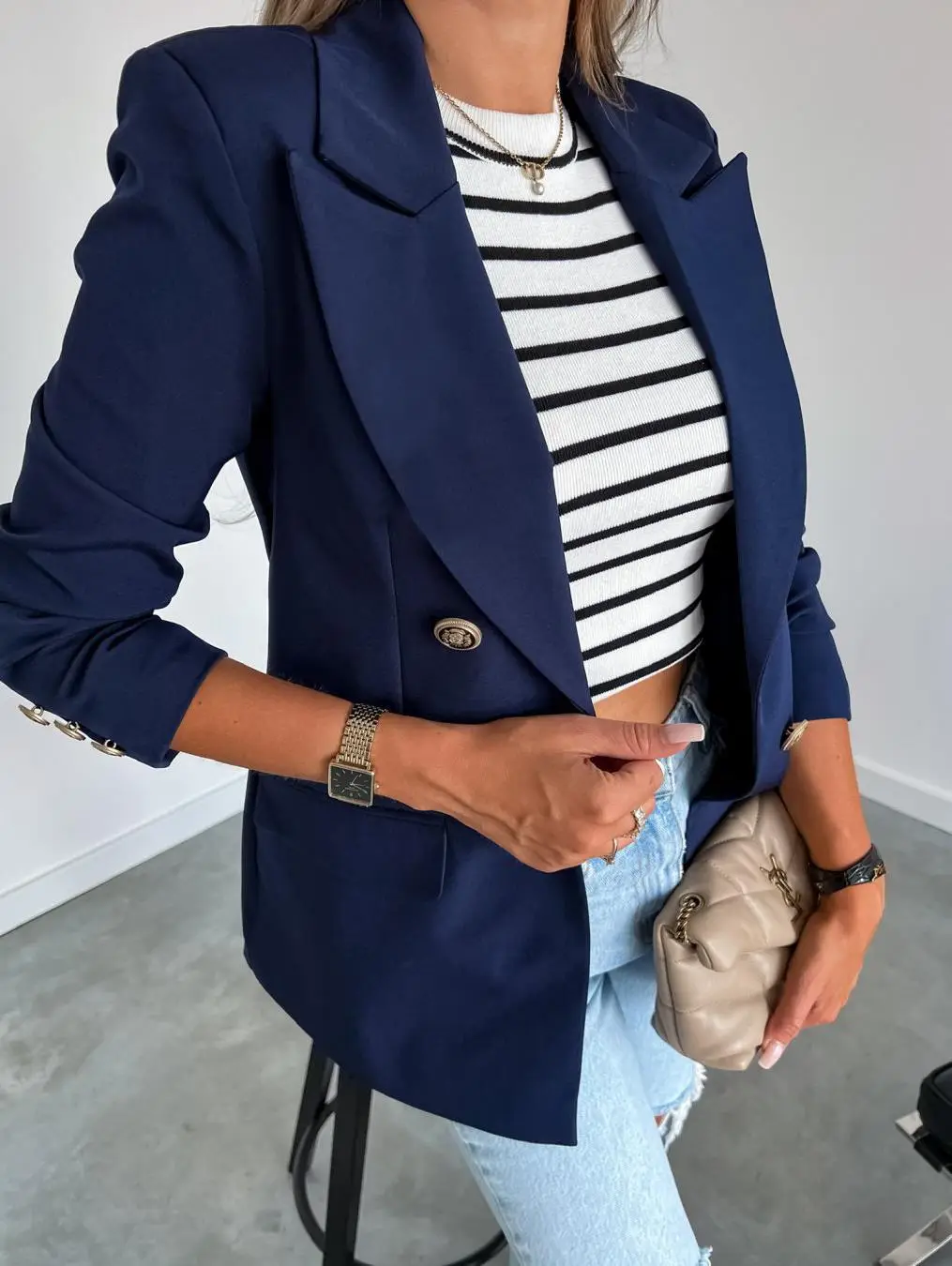 2024 Pink Lapel Double Breasted Suit Jacket for Women - Image 4