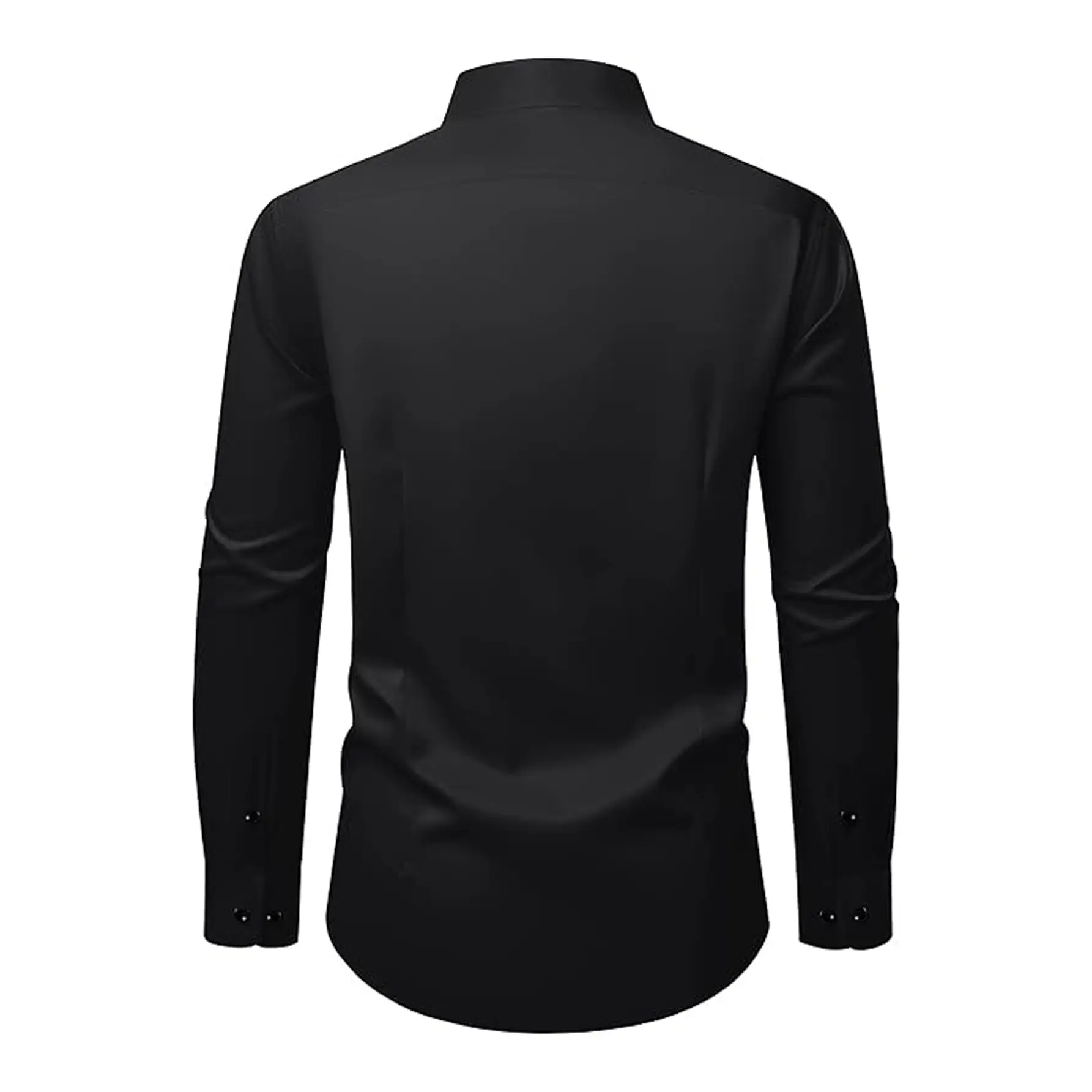 Men's Maroon Elastic Long Sleeve Business Shirt - Image 14