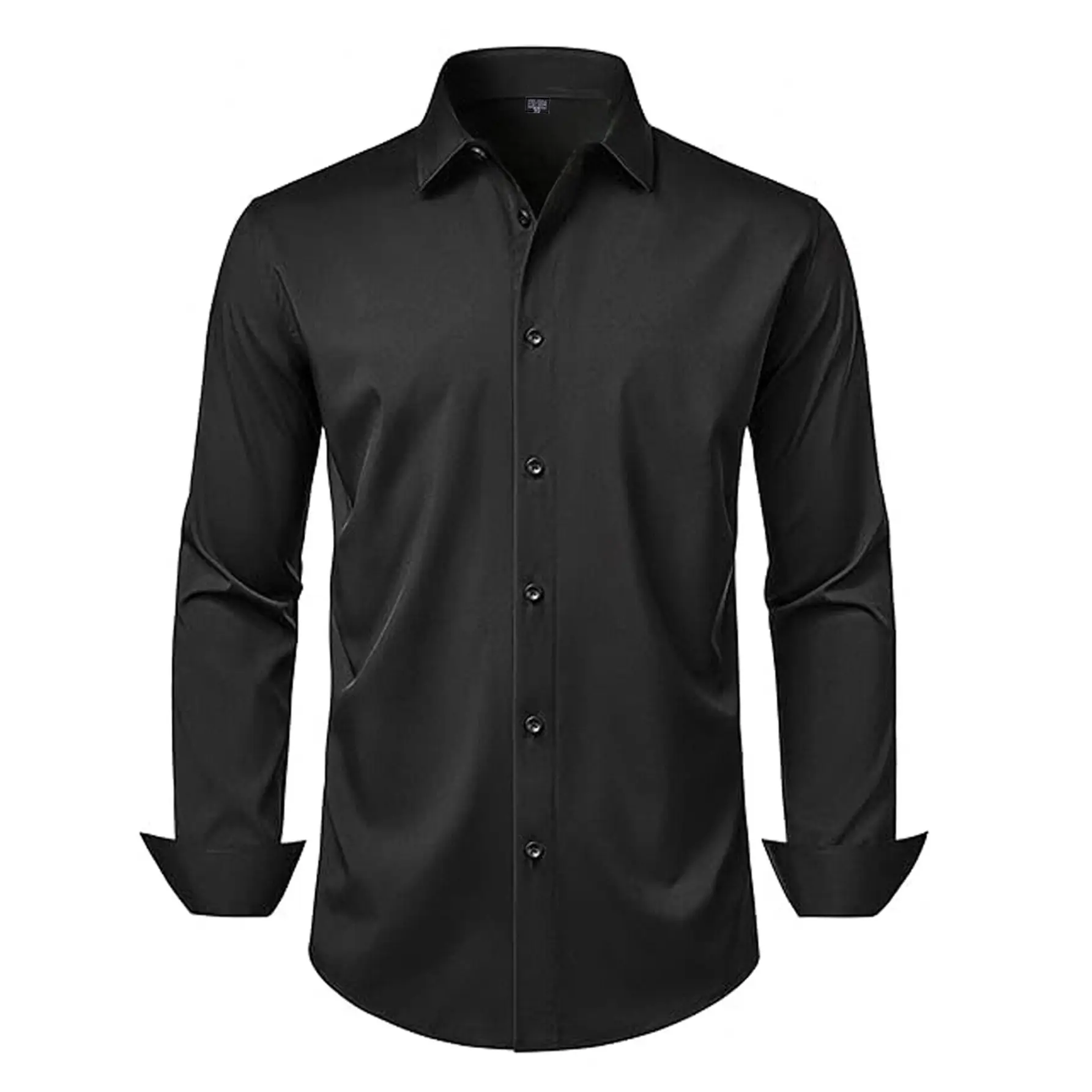 Men's Maroon Elastic Long Sleeve Business Shirt - Image 17