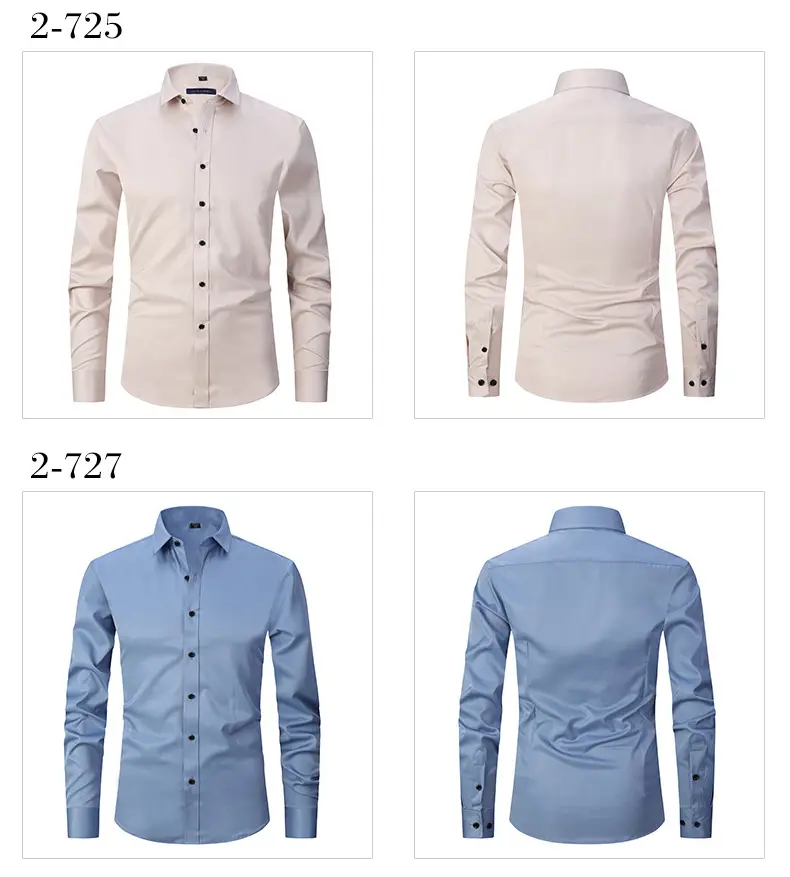 Men's Maroon Elastic Long Sleeve Business Shirt — feature 12