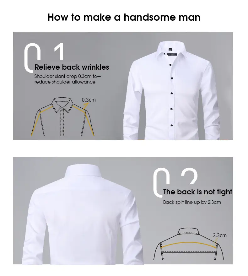 Men's Maroon Elastic Long Sleeve Business Shirt — feature 5
