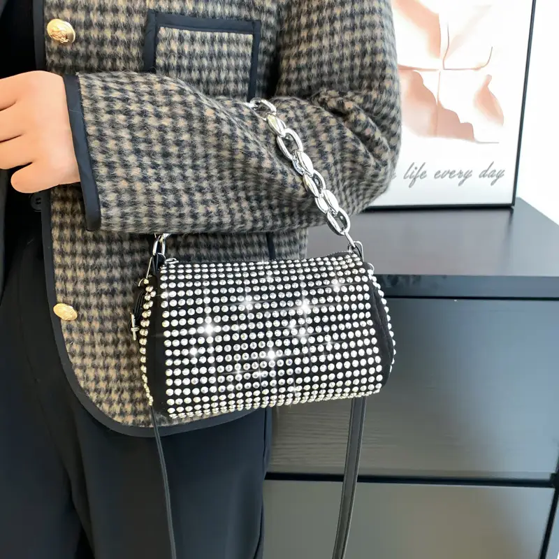 Korean Style Chain Rhinestone Crossbody Bag