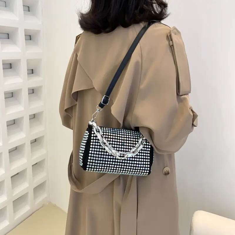 Korean Style Chain Rhinestone Crossbody Bag