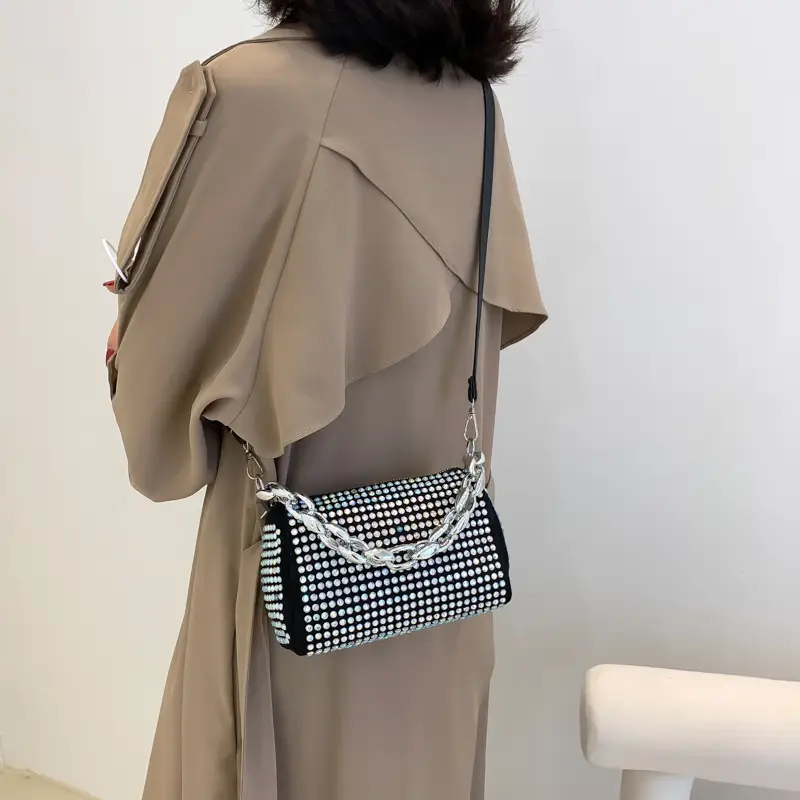 Korean Style Chain Rhinestone Crossbody Bag