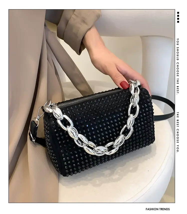 Korean Style Chain Rhinestone Crossbody Bag — feature 1