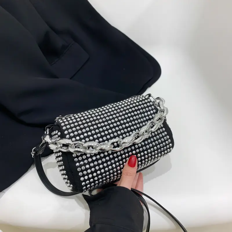 Korean Style Chain Rhinestone Crossbody Bag