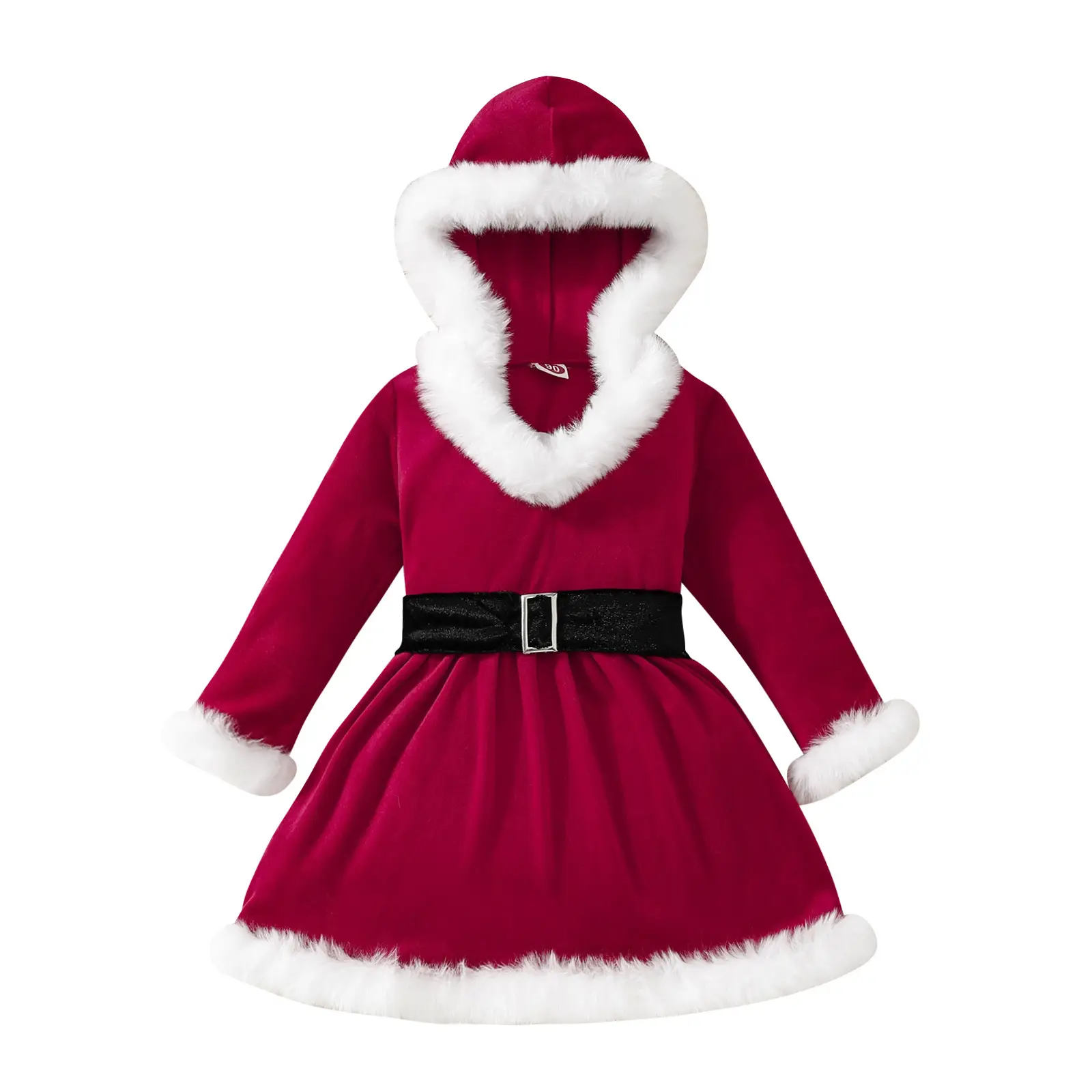 Mao Mao Hooded Christmas Dress for Girls V-Neck Waist - Image 5