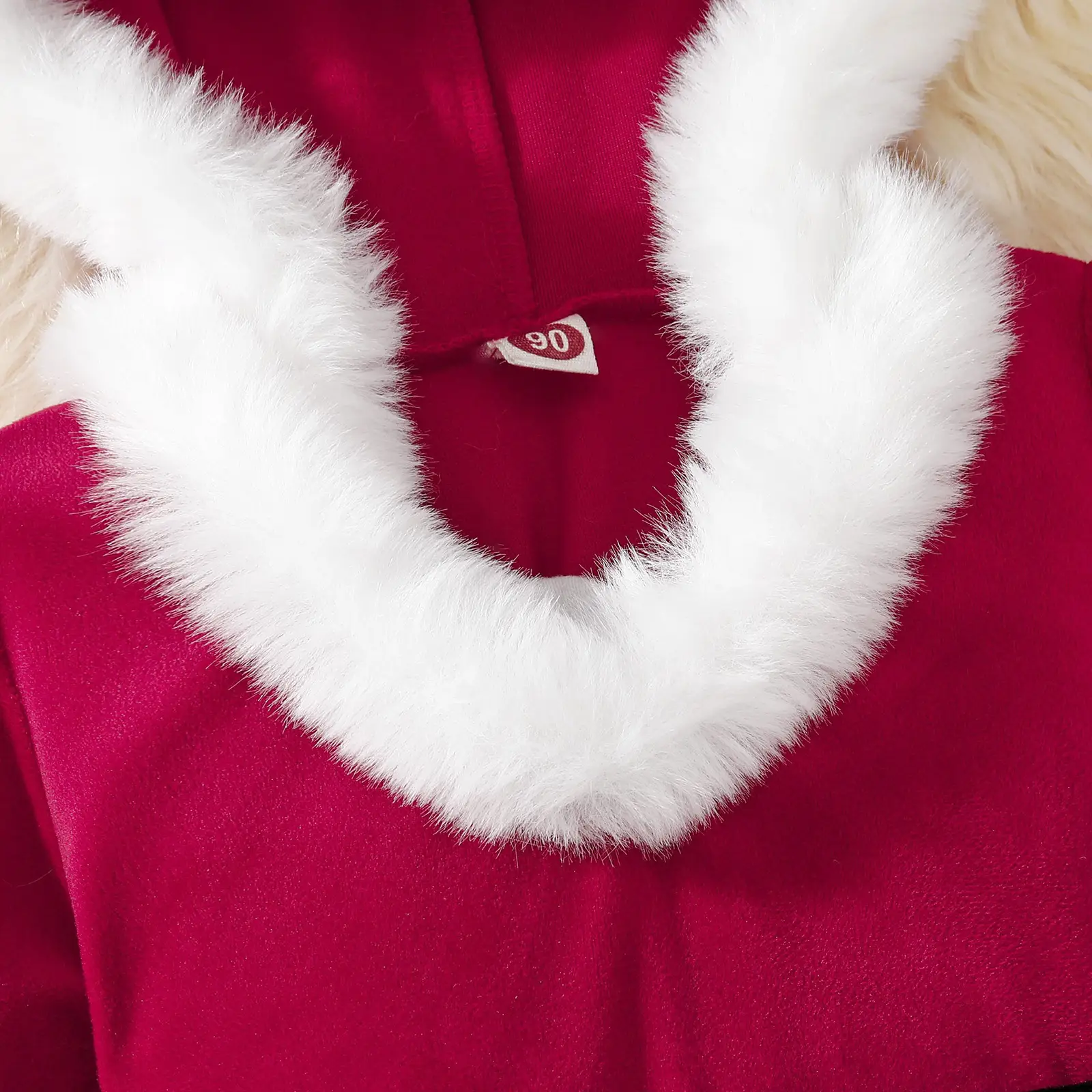 Mao Mao Hooded Christmas Dress for Girls V-Neck Waist — feature 5