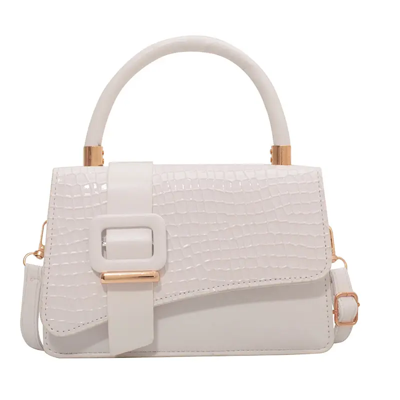 Pink Croc Texture Shoulder Crossbody Bag for Women