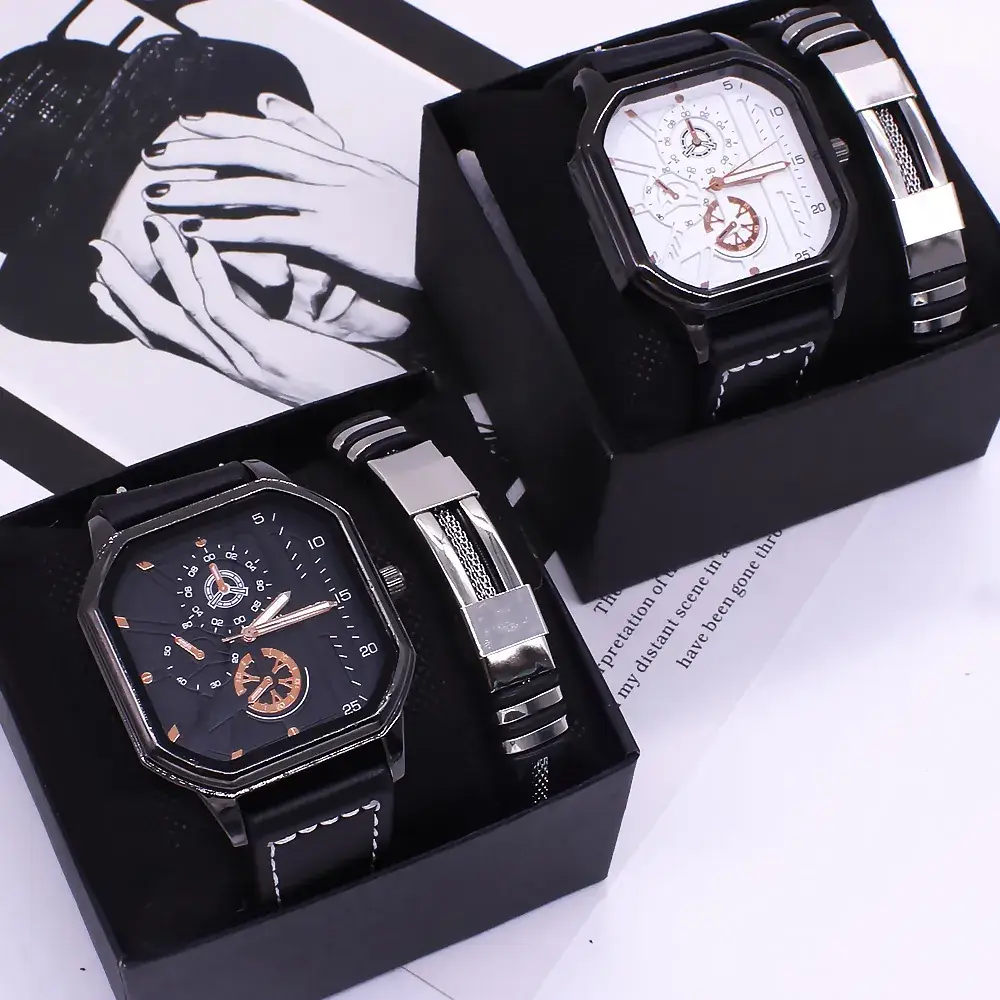 Men's Stainless Steel Watch with Black Dial & Bracelet - Image 3