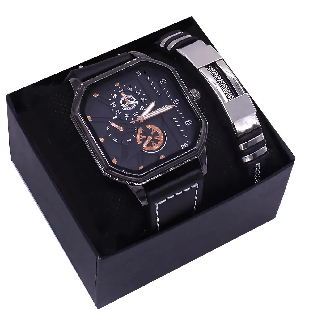 Men's Stainless Steel Watch with Black Dial & Bracelet - Image 5
