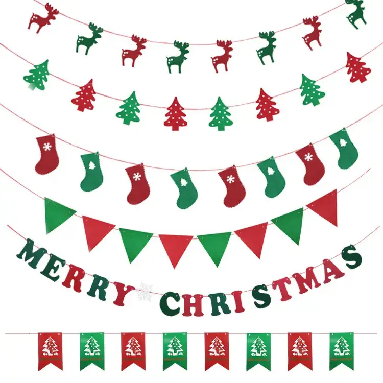 Christmas DIY Letter Flag Non-Woven Triangle Decoration - Image 7