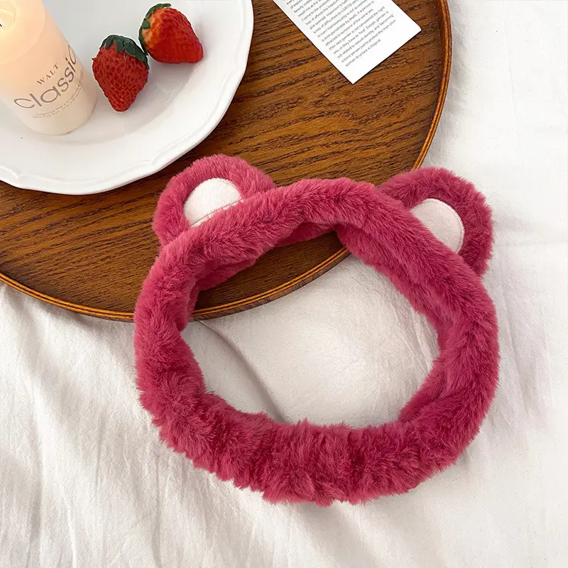 Plush Bear Ear Hairband with Fur Cap for Women - Image 4