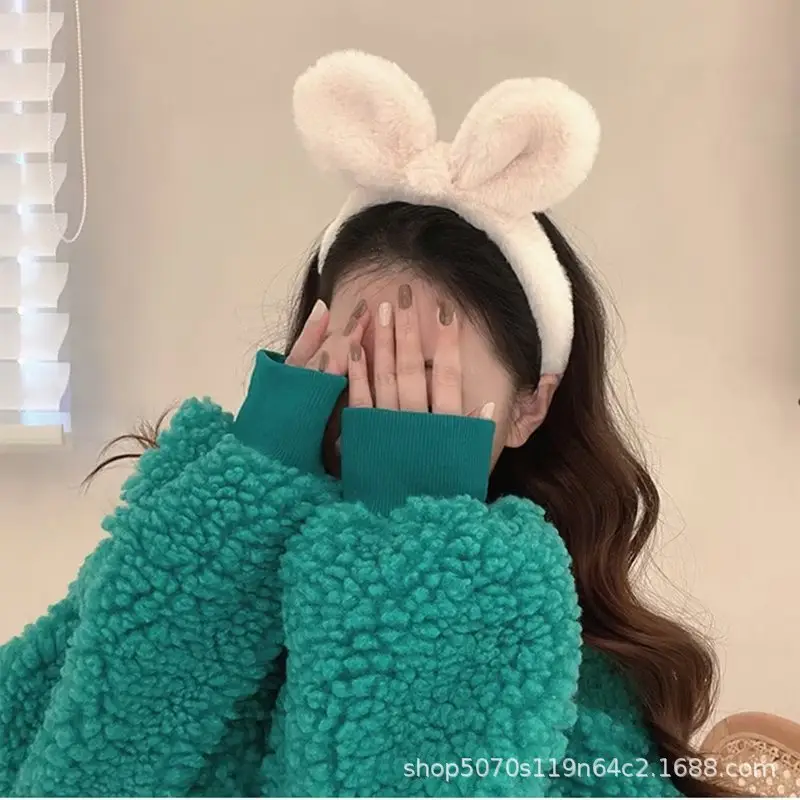 Plush Bear Ear Hairband with Fur Cap for Women - Image 8