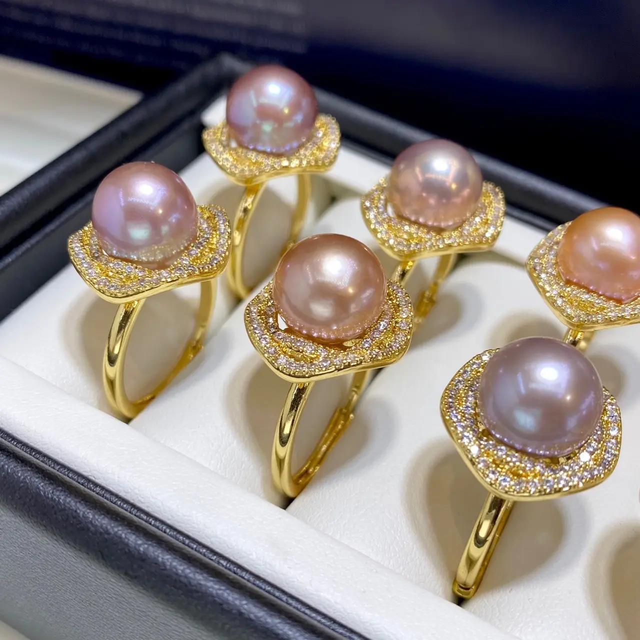 11mm Natural Pearl Ring with 12k Gold Plated Border - Image 2