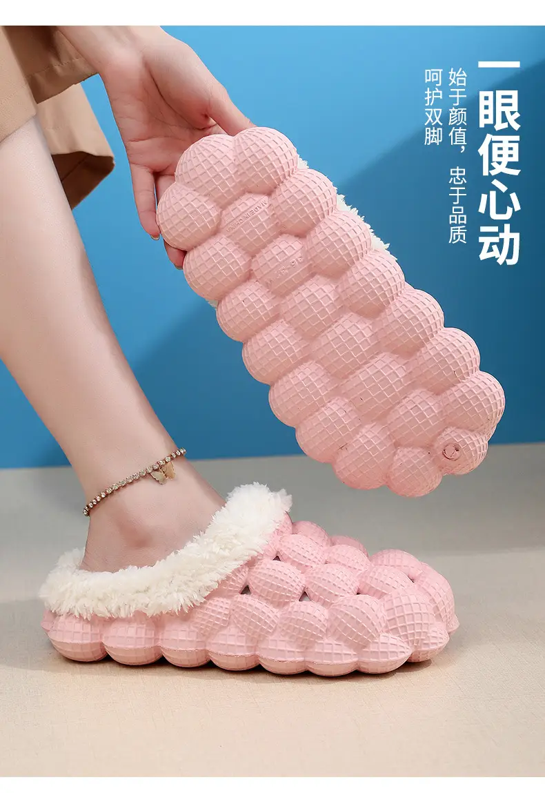 Cotton Slippers Wholesale Winter Non-Slip Couple Style Cotton Slippers Women's Outer Wear Furry Household Indoor Bag Heel Men's and Women's Cotton — feature 13