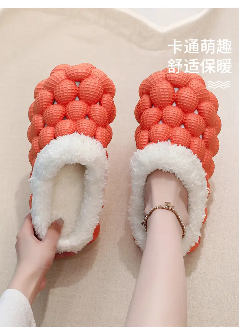 Cotton Slippers Wholesale Winter Non-Slip Couple Style Cotton Slippers Women's Outer Wear Furry Household Indoor Bag Heel Men's and Women's Cotton — feature 14