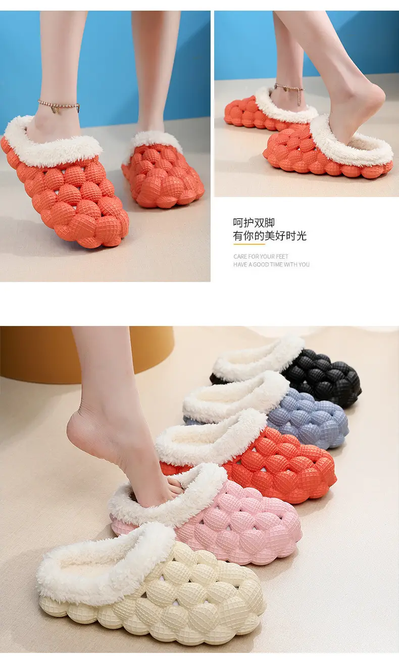 Cotton Slippers Wholesale Winter Non-Slip Couple Style Cotton Slippers Women's Outer Wear Furry Household Indoor Bag Heel Men's and Women's Cotton — feature 15