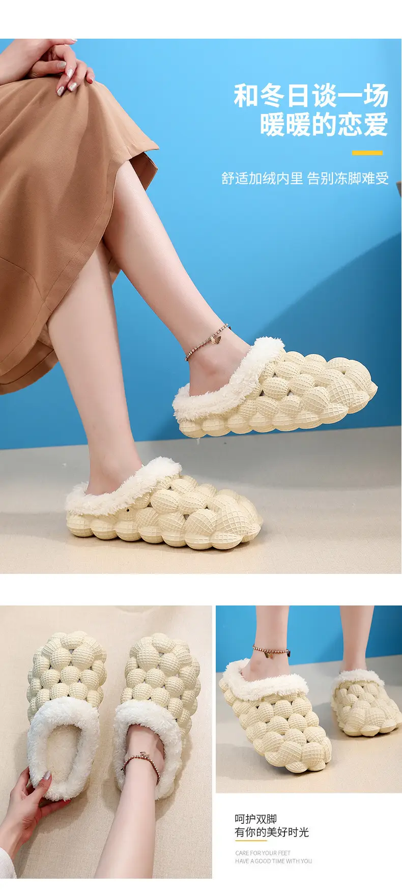 Cotton Slippers Wholesale Winter Non-Slip Couple Style Cotton Slippers Women's Outer Wear Furry Household Indoor Bag Heel Men's and Women's Cotton — feature 17