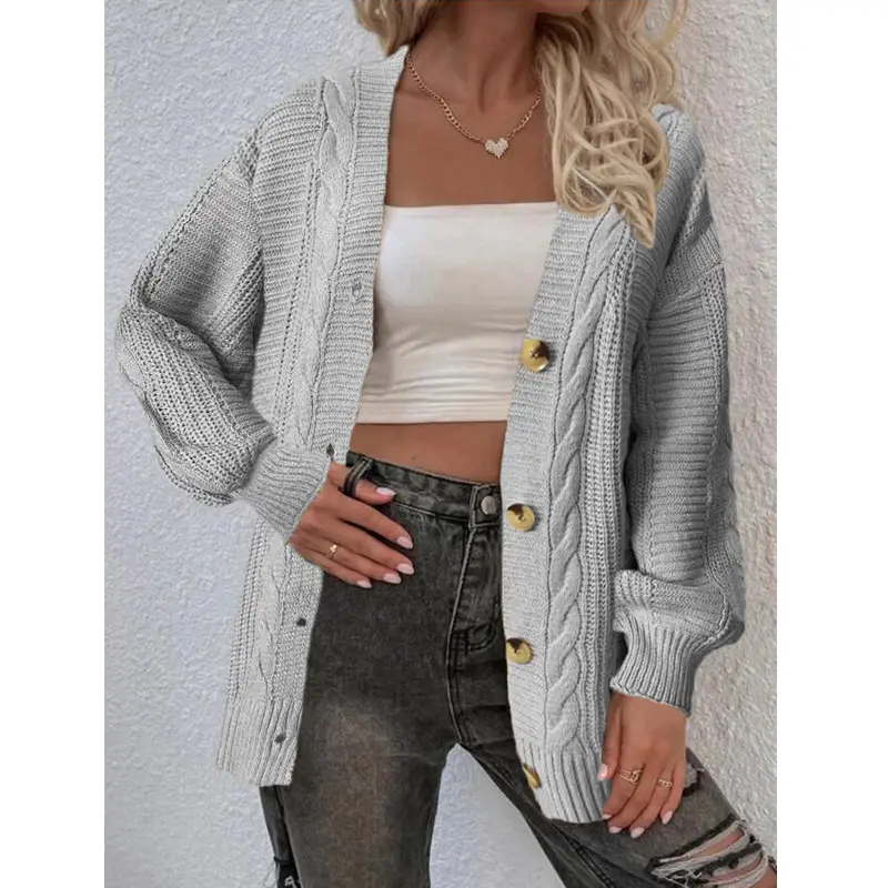 Pink Knitted Women's Sweater Jacket 2023 - Image 5