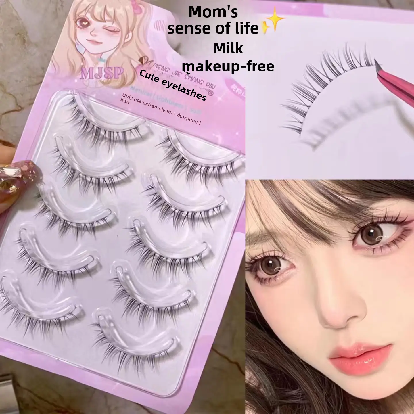 Airy Sunflower Fairy False Eyelashes Transparent Thin Stem M08