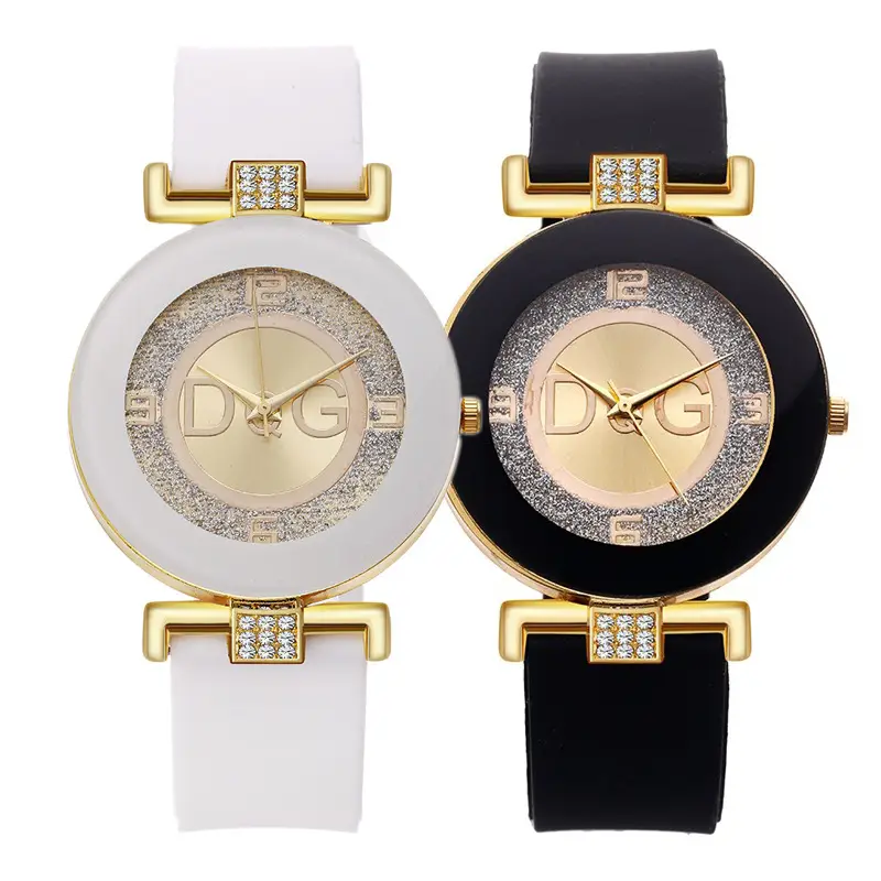Women's DQG Diamond Watch White Silicone Strap - Image 6