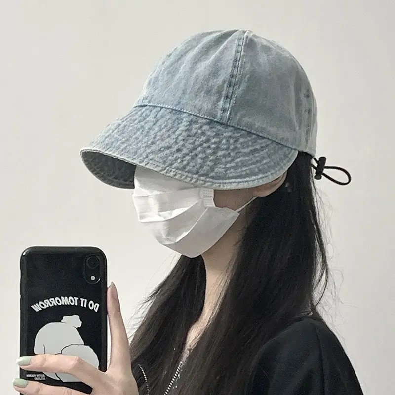 Women's Light Blue Duck Hull Cowboy Hat with Face Cover - Image 6