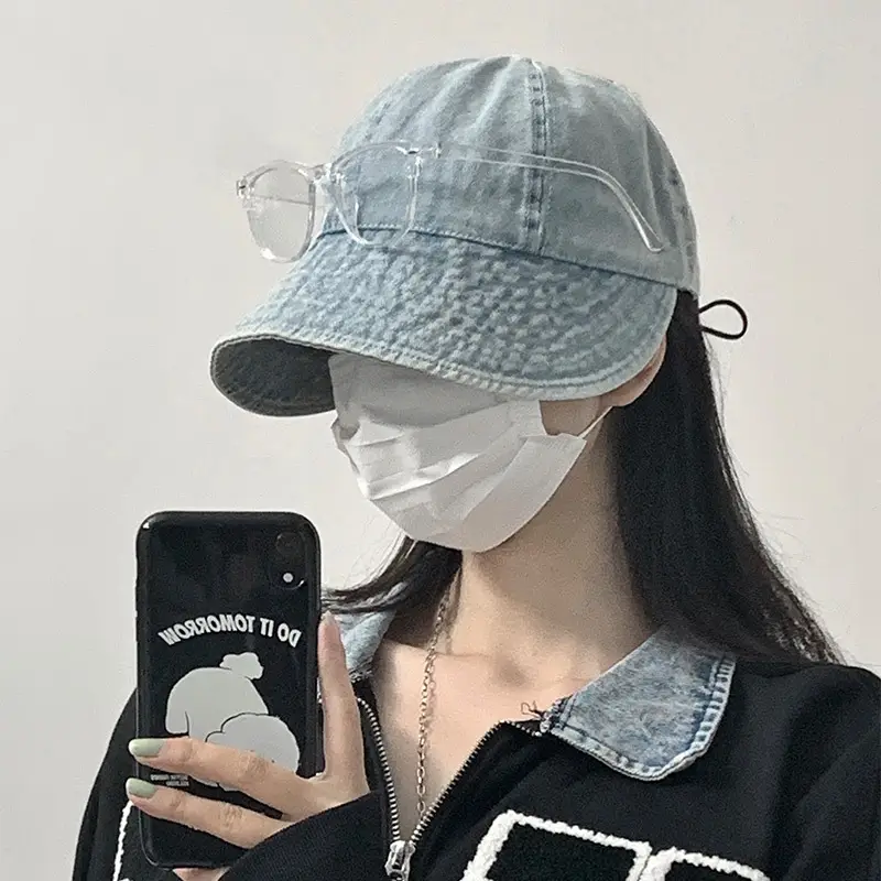Women's Light Blue Duck Hull Cowboy Hat with Face Cover - Image 7