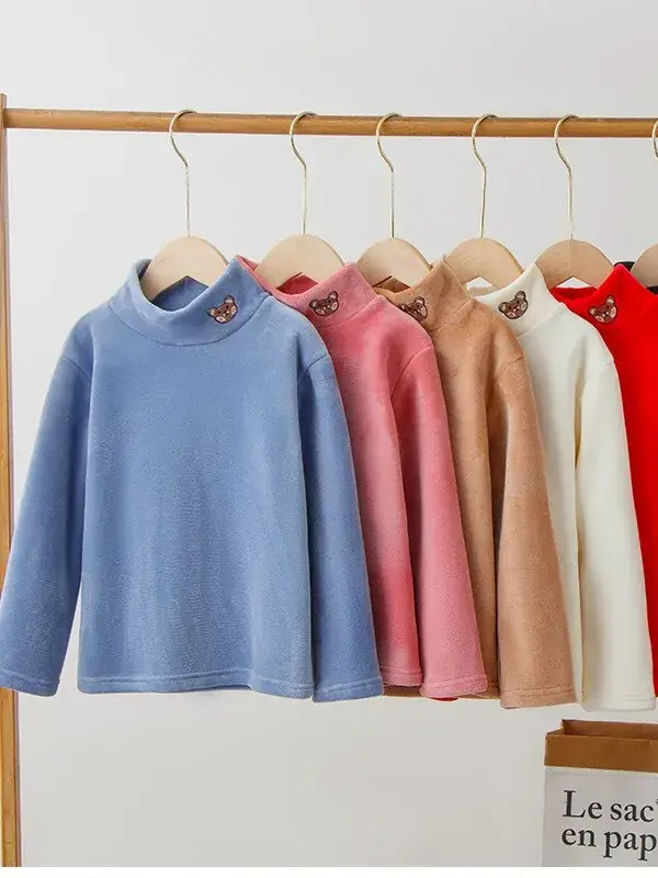Baby Fleece Lined Half Collar Shirt Pink