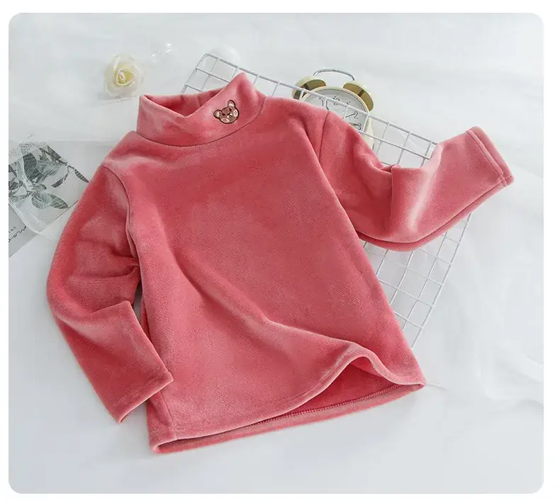 Baby Fleece Lined Half Collar Shirt Pink