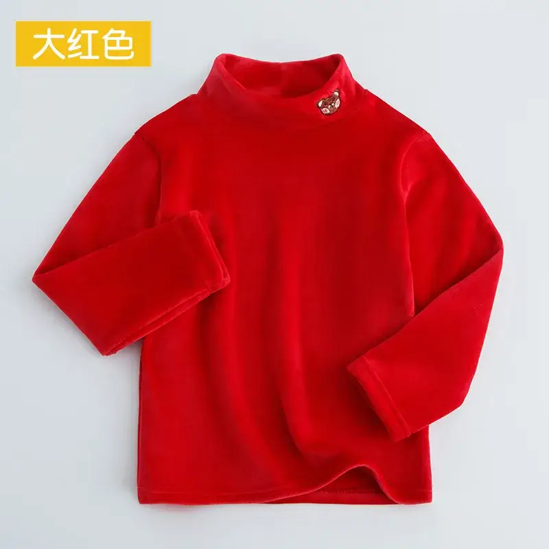 Baby Fleece Lined Half Collar Shirt Pink