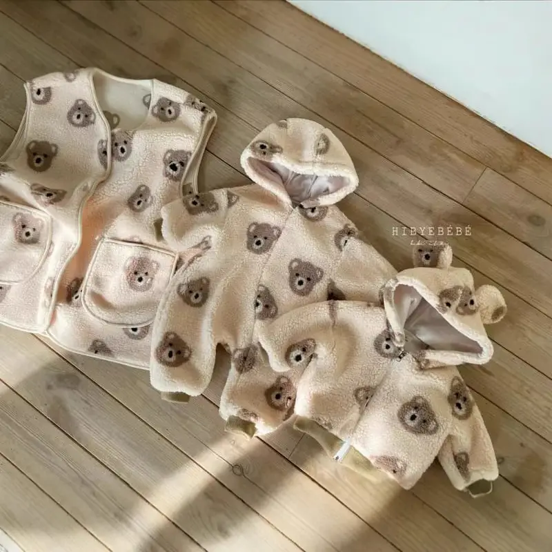 Baby Bear Head Plush Hooded Sweater Set for Boys Winter - Image 2